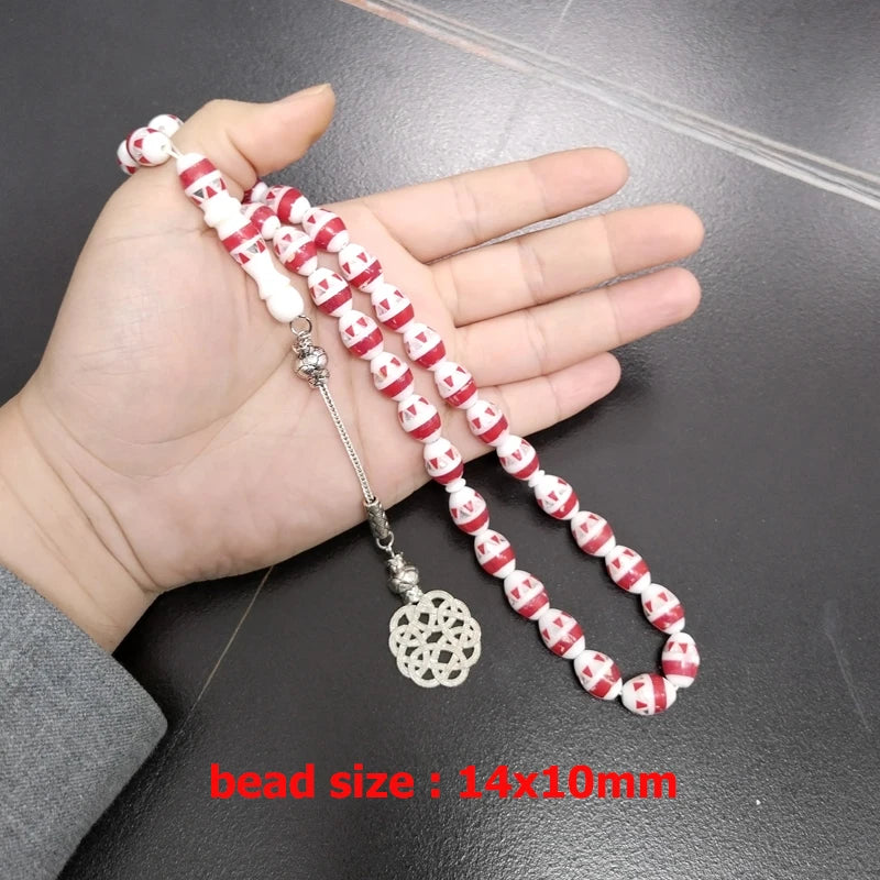 Red White Bone Tasbih-ToShay.org