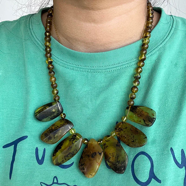 Yellow Amber Bead Necklace-ToShay.org