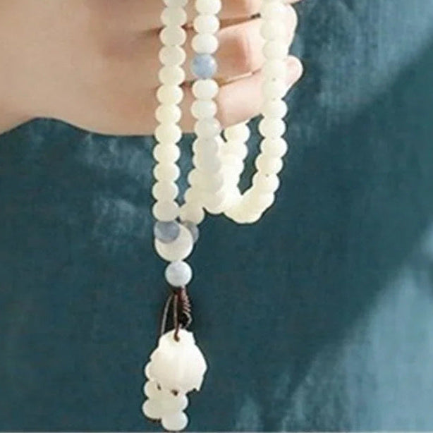 White Bodhi Root Lotus Mala-ToShay.org