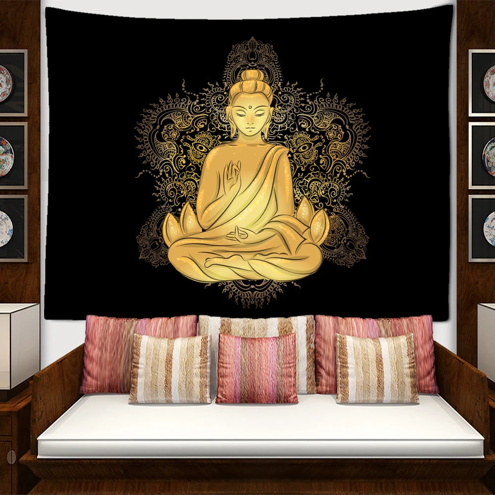 Buddha Gold Statue Tapestry-ToShay.org