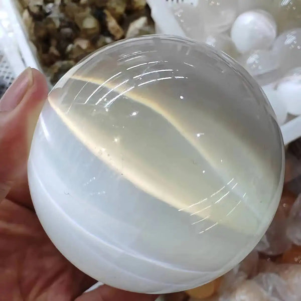 White Selenite Gypsum Ball-ToShay.org