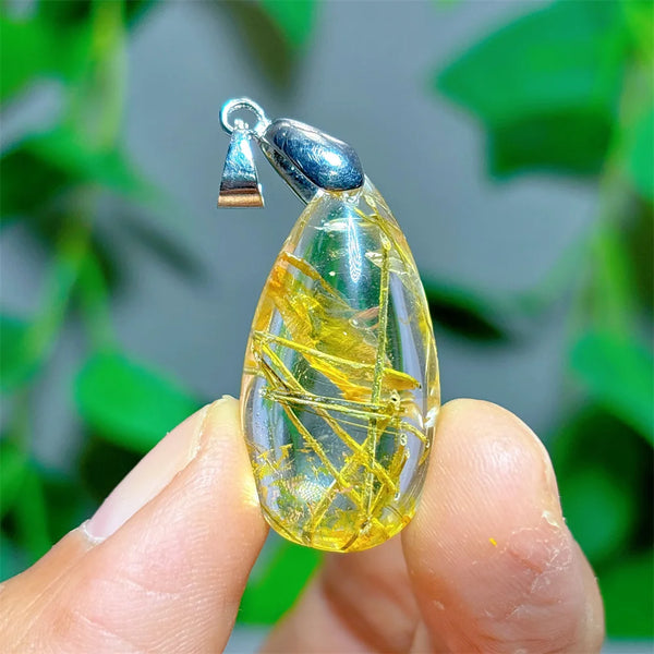 Gold Rutilated Quartz Pendant-ToShay.org