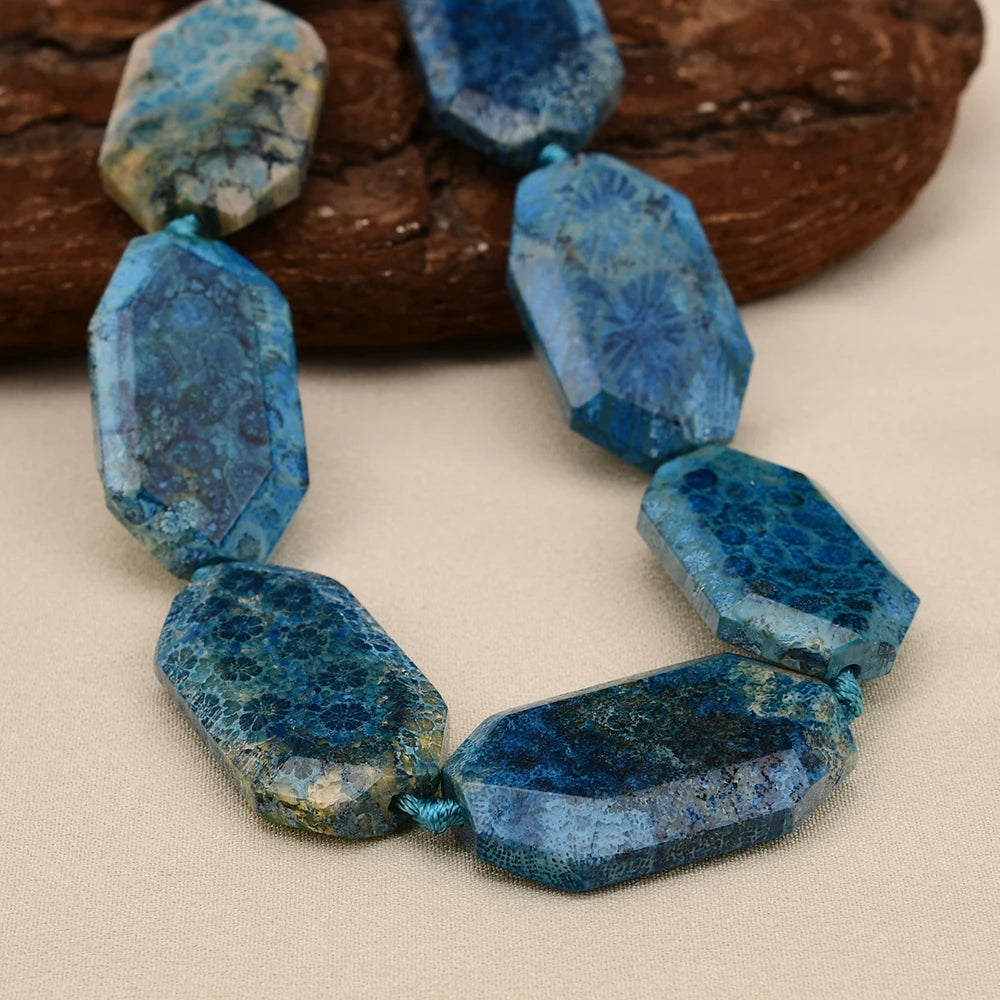 Blue Chrysanthemum Coral Beads-ToShay.org