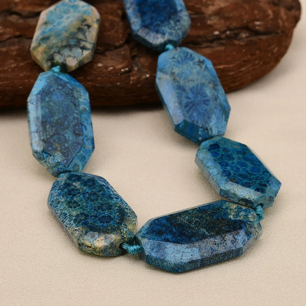 Blue Chrysanthemum Coral Beads-ToShay.org