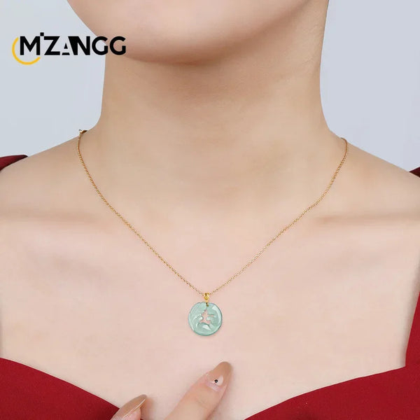 Green Jadeite Fox Pendant-ToShay.org