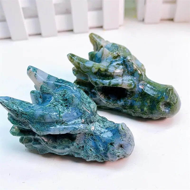 Green Moss Agate Dragon Head-ToShay.org
