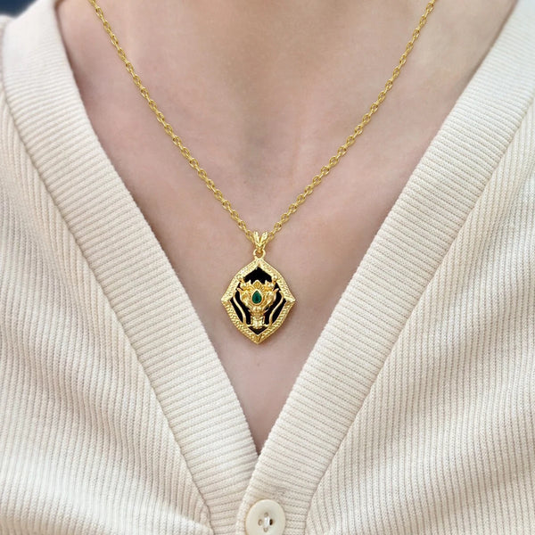 Gold Dragon Head Pendant-ToShay.org