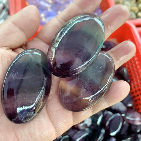 Rainbow Fluorite Palm Stone-ToShay.org