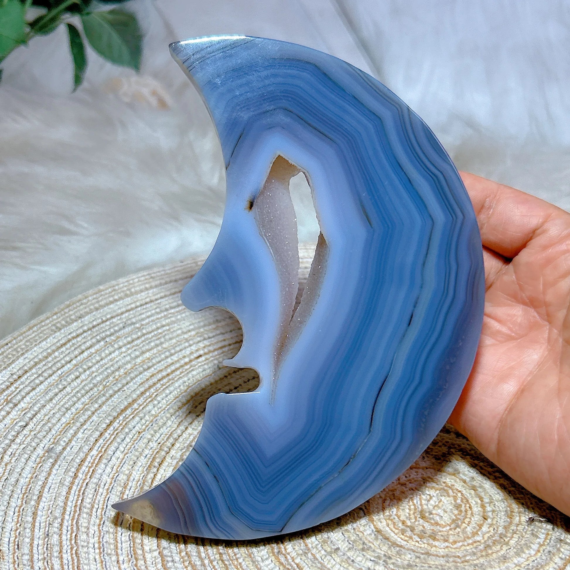 Blue Agate Moon Face-ToShay.org