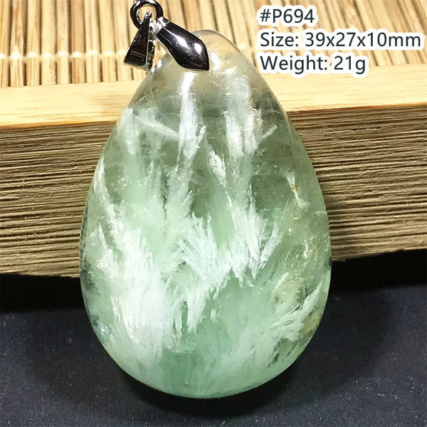 Green Feather Fluorite Pendant-ToShay.org