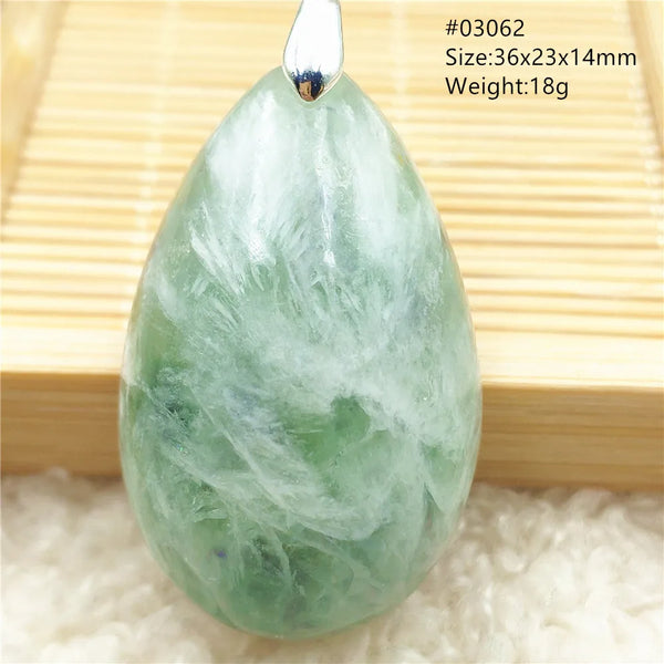 Green Feather Fluorite Pendant-ToShay.org