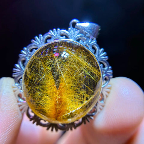 Gold Rutilated Quartz Pendant-ToShay.org
