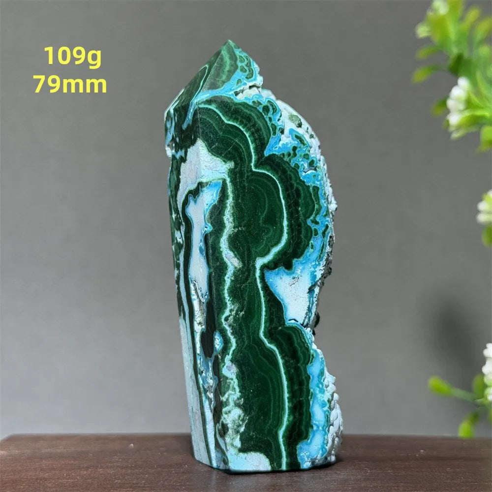 Blue Chrysocolla Malachite Point-ToShay.org