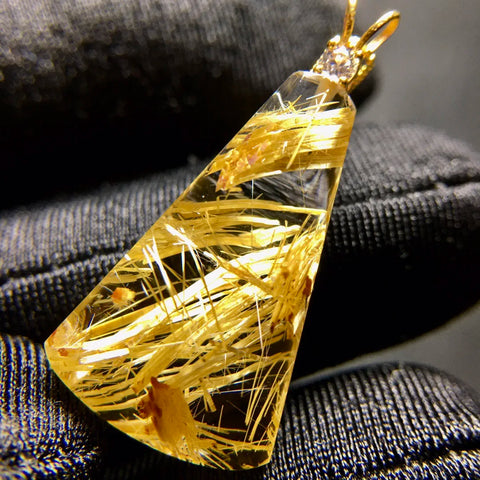 Gold Rutilated Quartz Pendant-ToShay.org