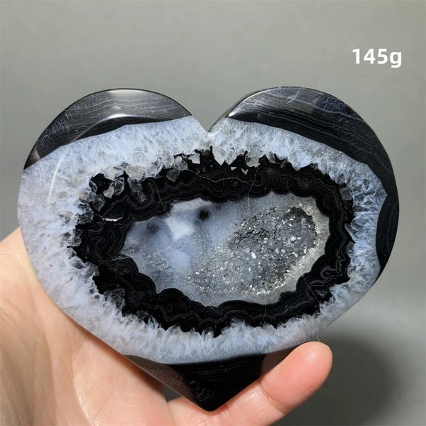 Black Agate Geode Heart-ToShay.org