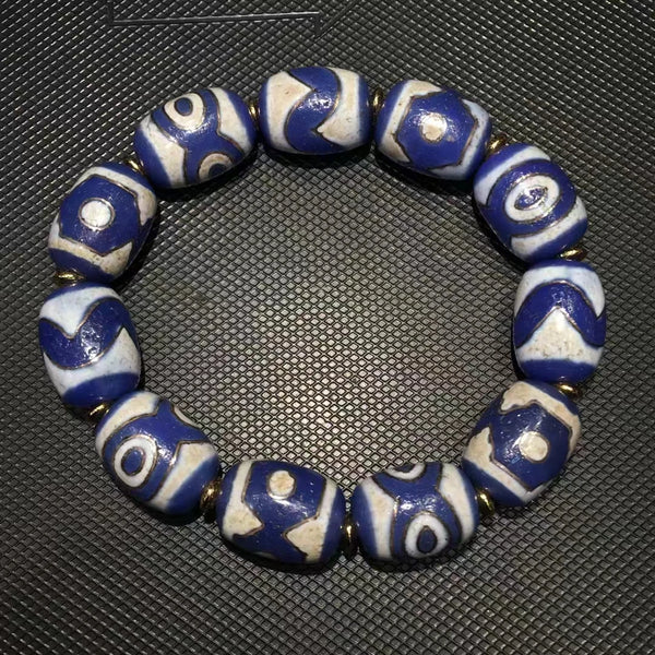 Blue Duobao Dzi Bracelet-ToShay.org