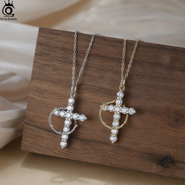 Silver Diamond Cross Pendant-ToShay.org