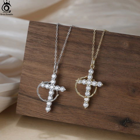 Silver Diamond Cross Pendant-ToShay.org