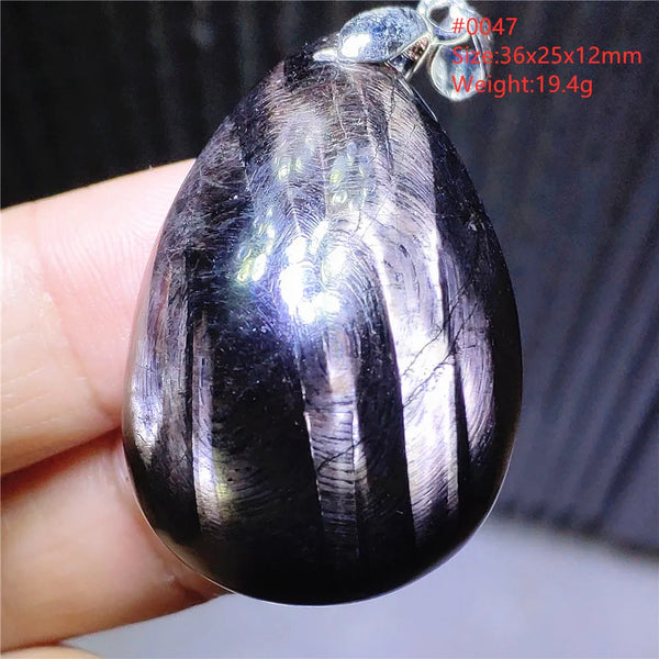 Silver Black Hypersthene Pendant-ToShay.org