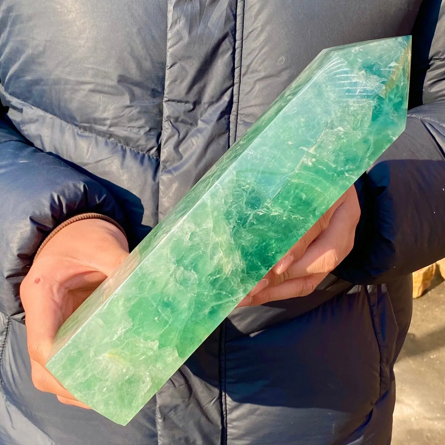 Green Fluorite Crystal Column-ToShay.org