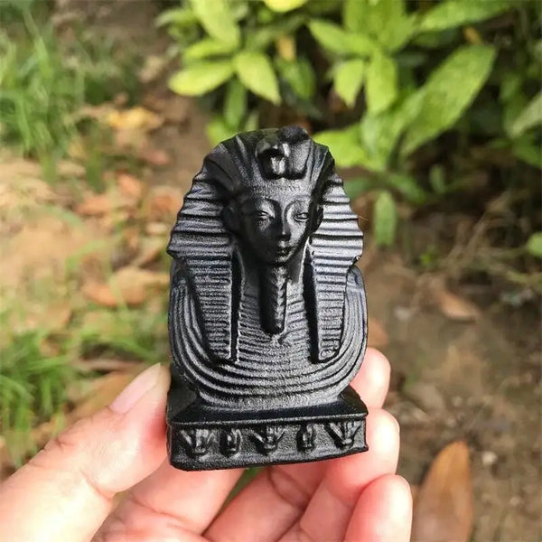Black Obsidian Pharaoh Statue-ToShay.org