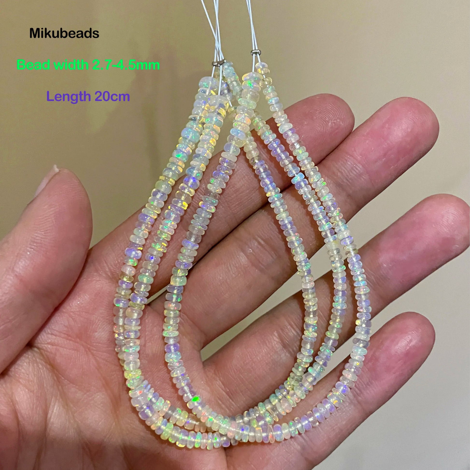 White Opal Rondelle Beads-ToShay.org