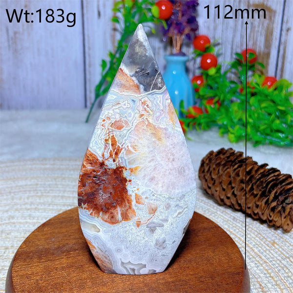 Red White Agate Druzy Flame-ToShay.org