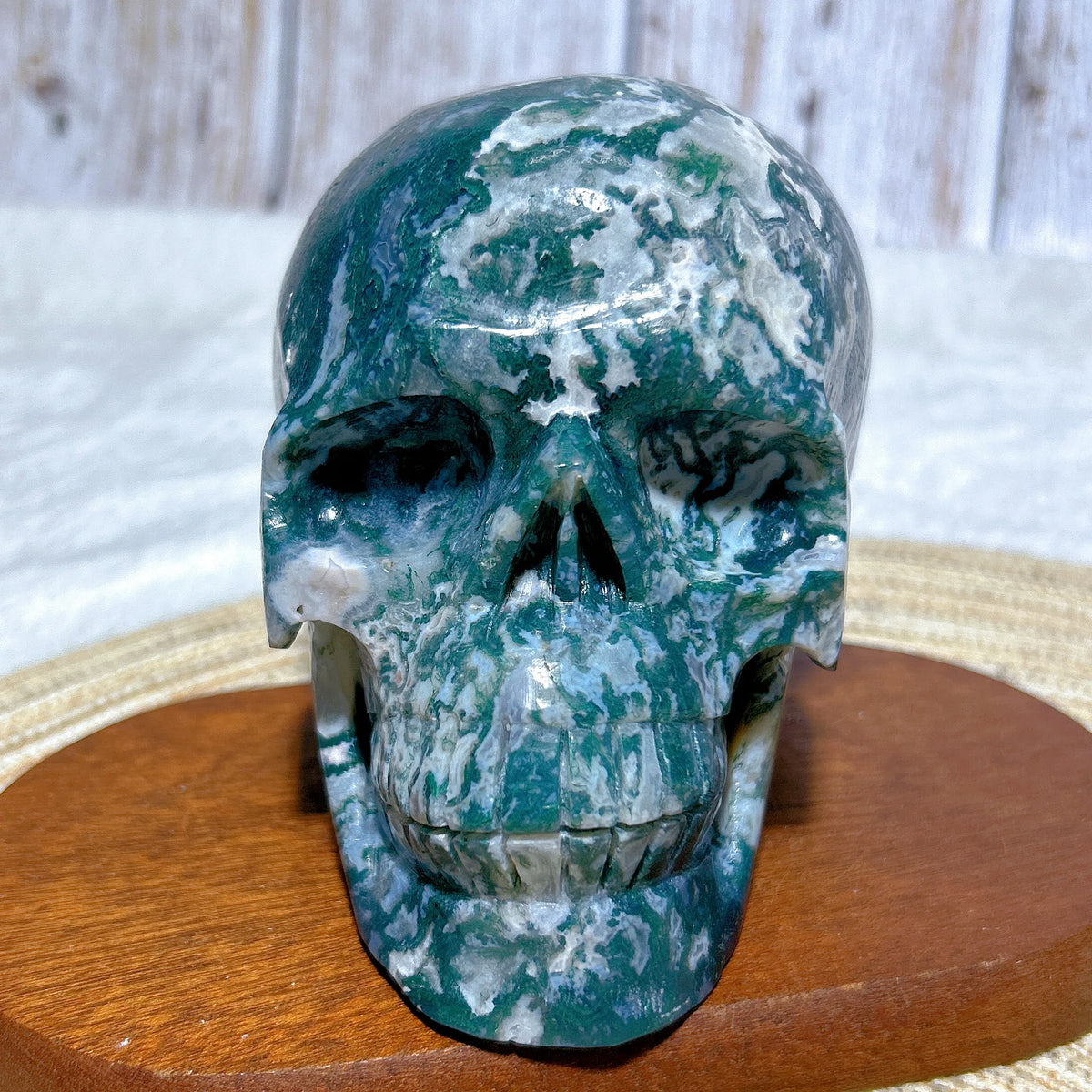Green Moss Agate Skull-ToShay.org