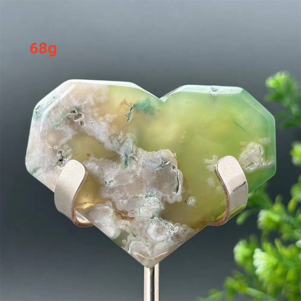 Green Cherry Blossom Agate Heart-ToShay.org