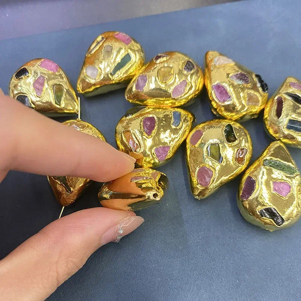 Gold Paved Tourmaline Beads-ToShay.org
