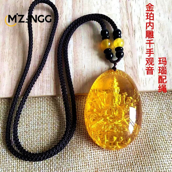 Gold Amber Buddha Pendant-ToShay.org