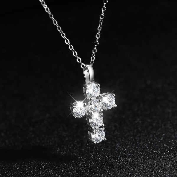 Silver Diamond Cross Pendant-ToShay.org