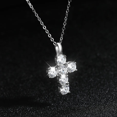 Silver Diamond Cross Pendant-ToShay.org