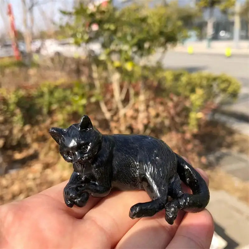 7cm Natural Quartz Cartoon Cat Carving Crystal Animal Healing Stone Polished Mineral Home Decor Ornament-ToShay.org