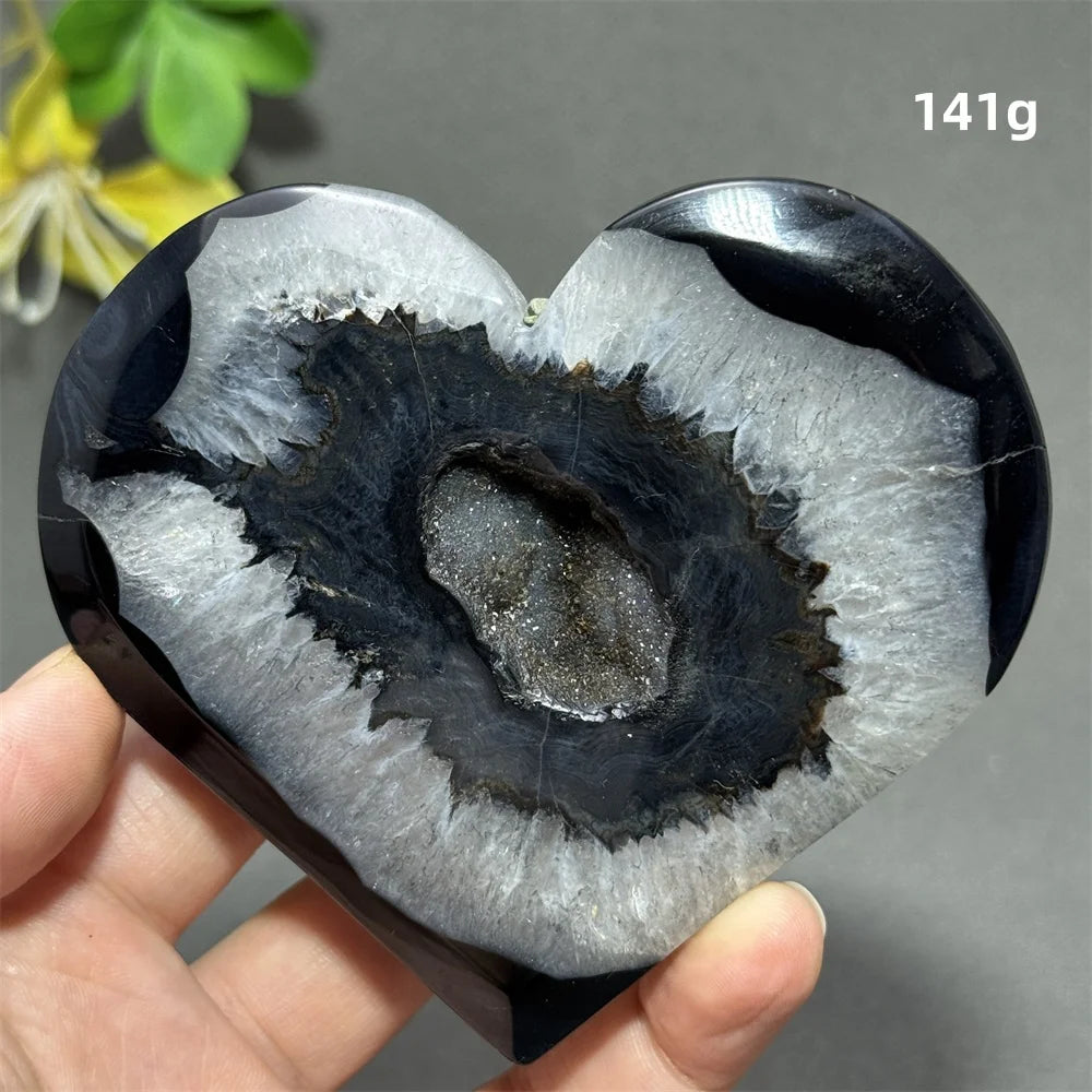 Black Agate Geode Heart-ToShay.org
