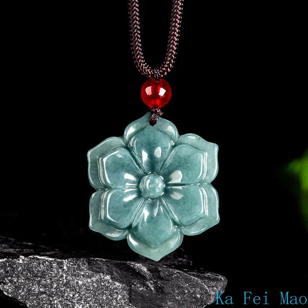 Blue Jadeite Blossom Pendant-ToShay.org