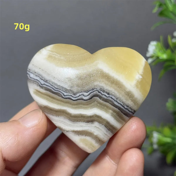 Black Yellow Stripe Calcite Heart-ToShay.org