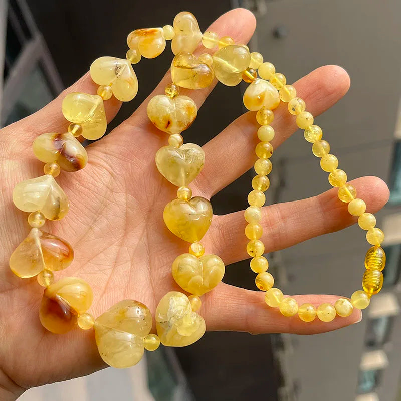 Yellow Amber Heart Bracelets-ToShay.org