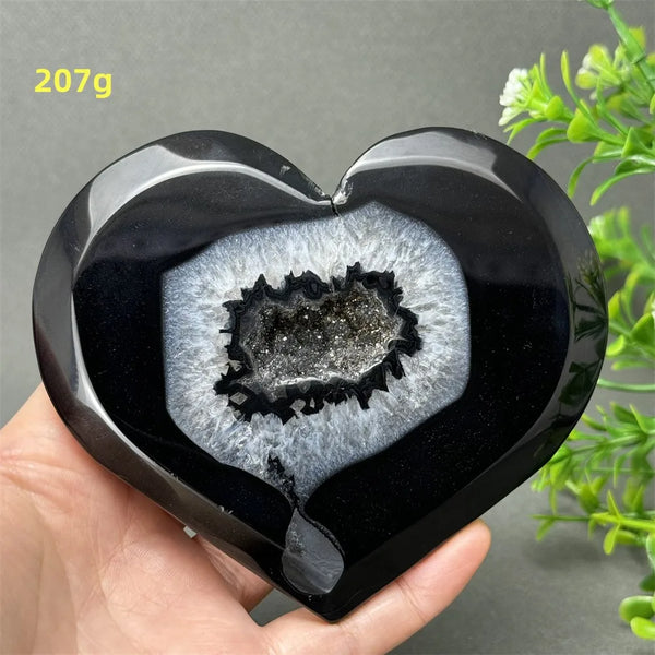 Black Agate Geode Heart-ToShay.org