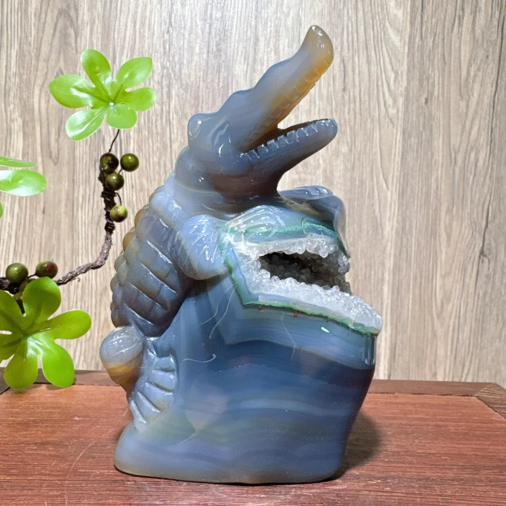 Blue Agate Geode Crocodile-ToShay.org