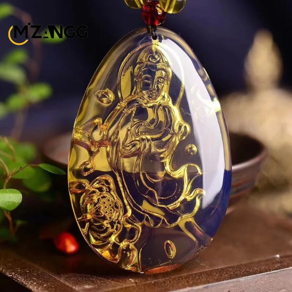 Gold Amber Buddha Pendant-ToShay.org