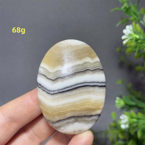 Grey Striped Calcite Palm Stone-ToShay.org