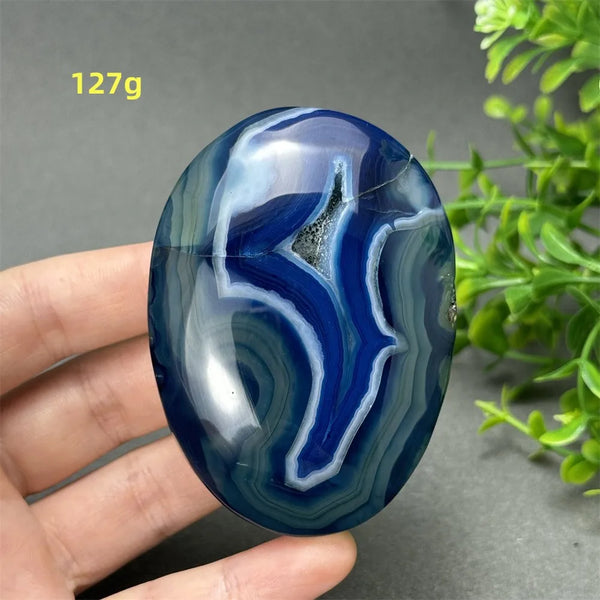 Blue Agate Palm Stone-ToShay.org