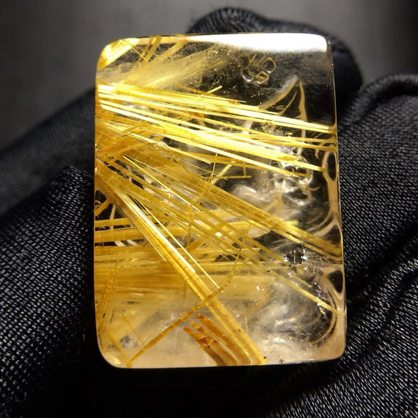 Gold Rutilated Quartz Fox Pendant-ToShay.org