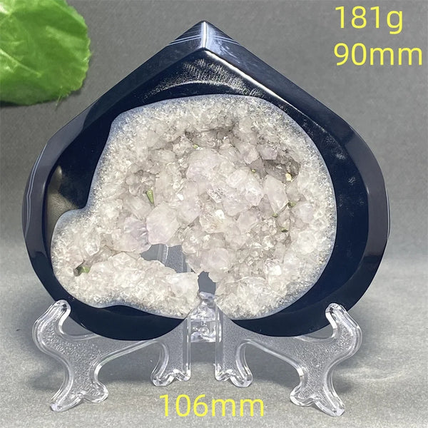 Black Agate Geode Heart-ToShay.org