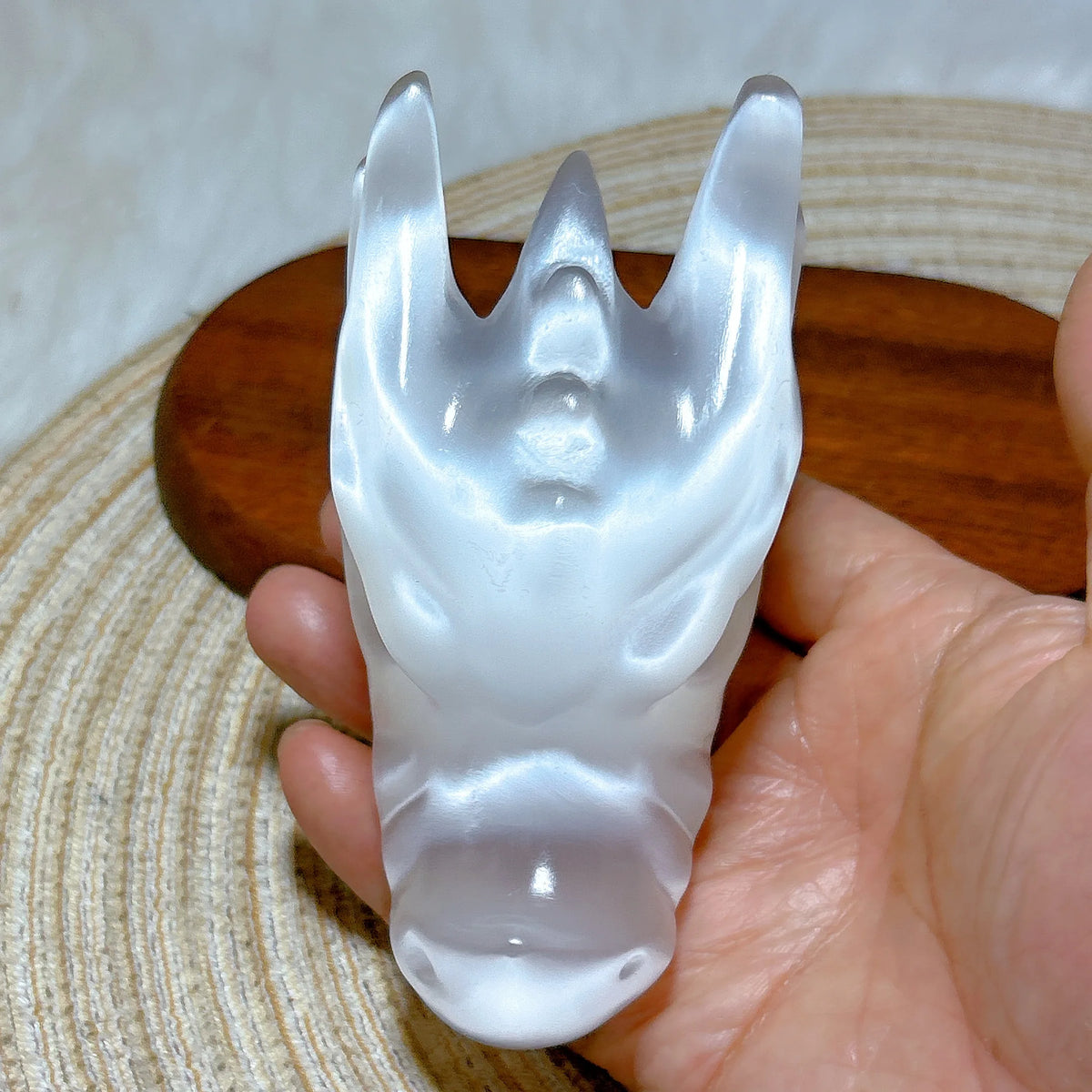 White Selenite Dragon Head-ToShay.org