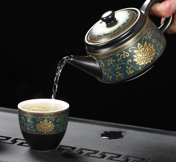 Black Gold Glaze Ceramic Tea Pot-ToShay.org