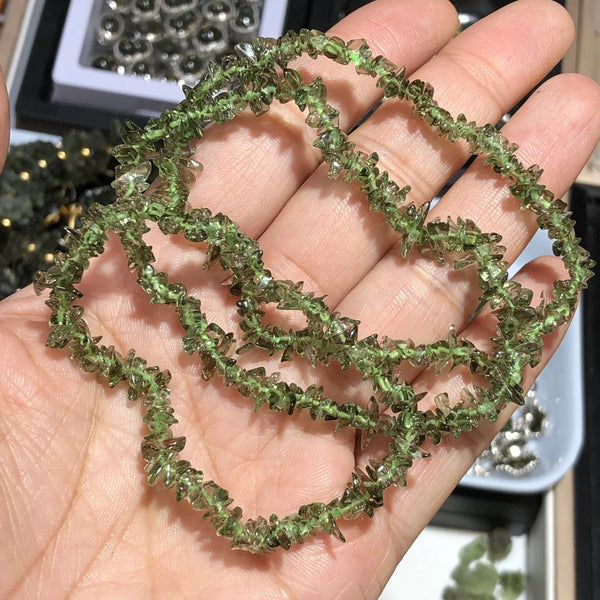 Green Moldavite Chip Beads-ToShay.org