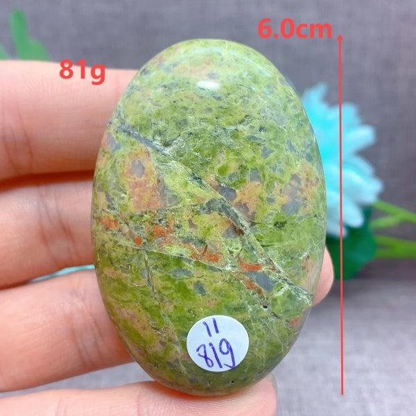 Green Unakite Palm Stone-ToShay.org