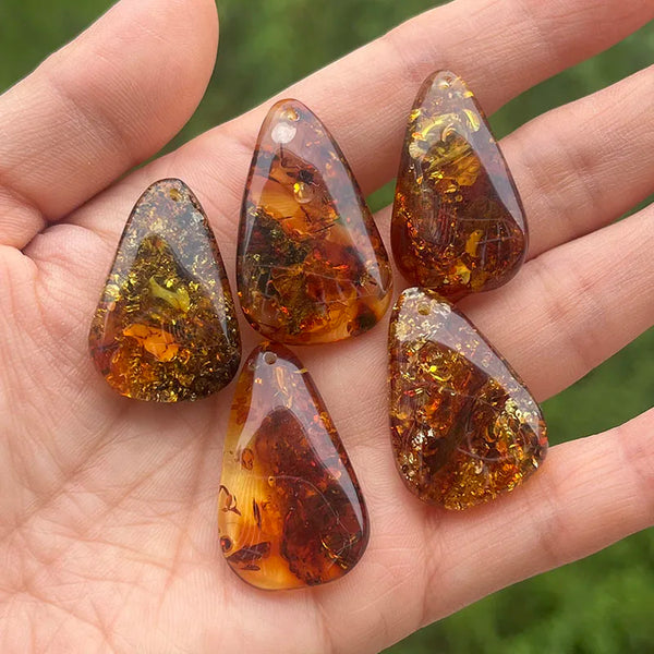 Yellow Piebald Amber Pendant-ToShay.org